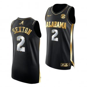 Men's Alabama Crimson Tide #2 Collin Sexton 2021 March Madness Sweet 16 Black Golden NCAA College Football Jersey 2403OOXP6